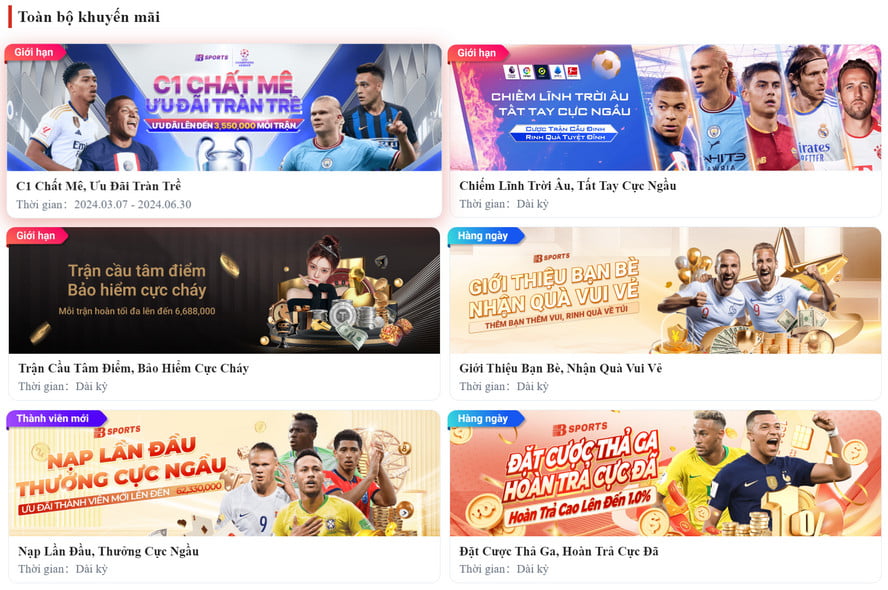 Bsports - Nhà cái cá cược thể thao uy tín nhất hiện nay 5 Khuyến mãi Bsport