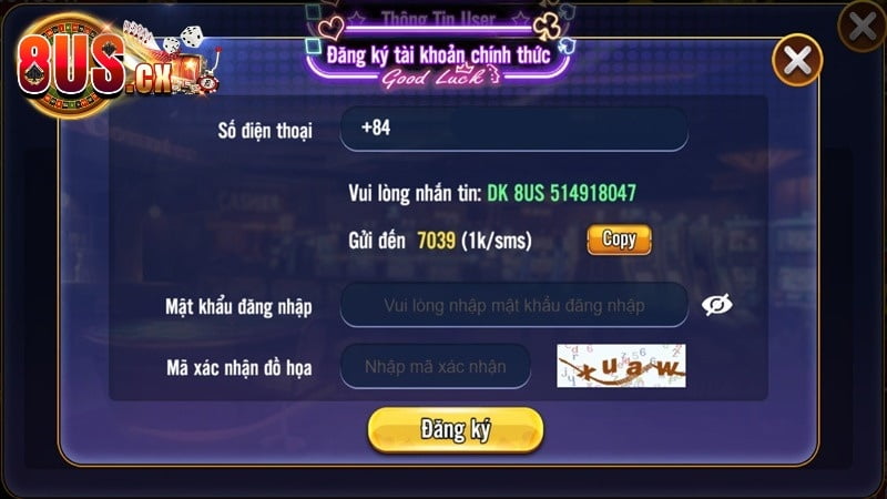 Hướng dẫn thao tác đăng ký 8US tặng ngay 5888K