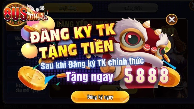 Thông tin về sự kiện đăng ký 8US tặng ngay 5888K