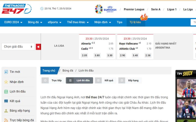 Thông tin sơ lược về website Thethaoso247