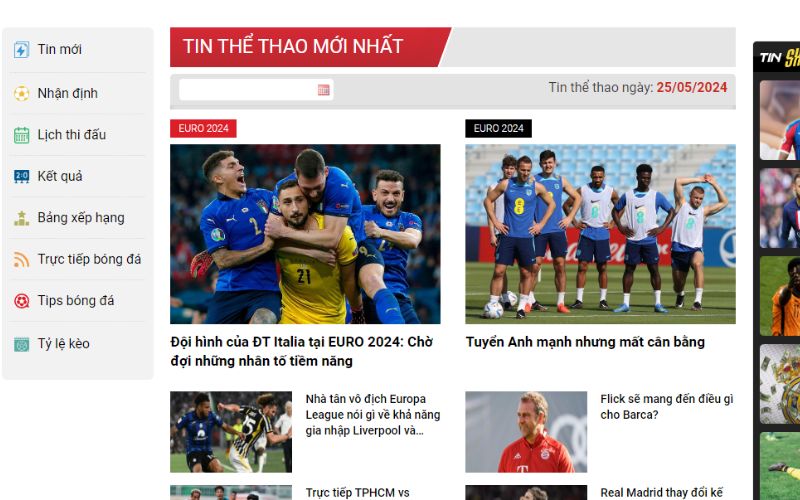 Dễ dàng tìm thấy tin thể thao tại website