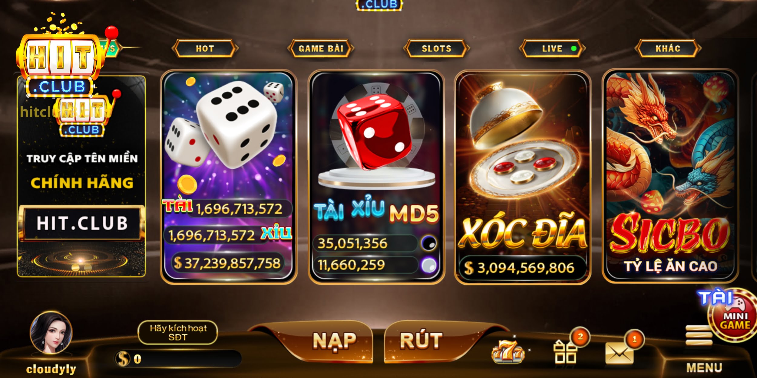 Các trò chơi có tại cổng game Hitclub vô cùng đặc sắc