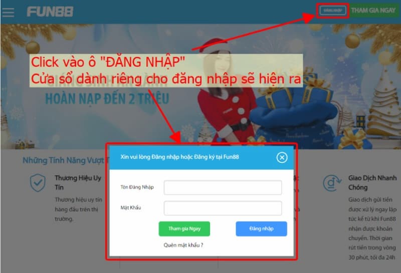 Hướng dẫn nhanh chóng cách đăng nhập vào Fun88