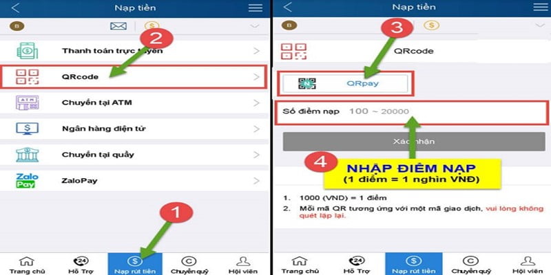 Nạp qua QRcode