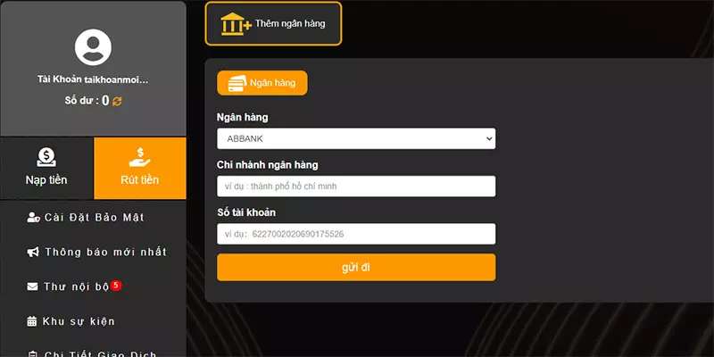 Cung cấp thông tin cụ thể về tài khoản thụ hưởng