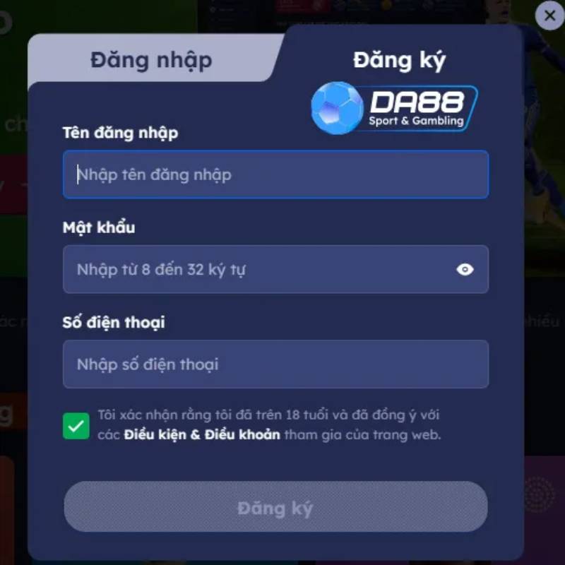 Hướng dẫn các bước đăng nhập Da88