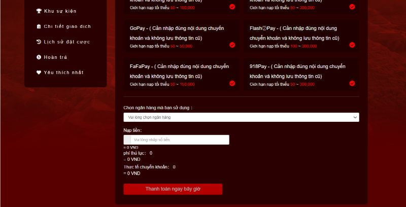 Nạp tiền 77win trực tiếp qua Ngân hàng online