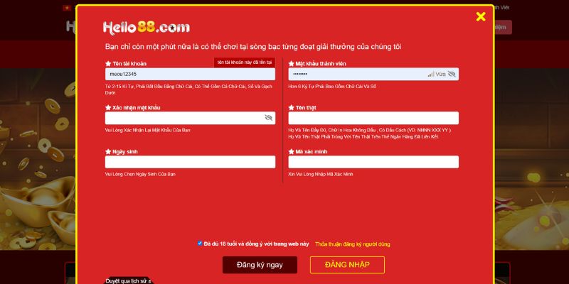 Thao tác đăng ký đơn giản