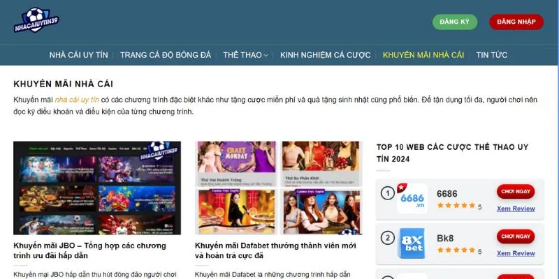 Thông tin về khuyến mãi tại nhacaiuytin39