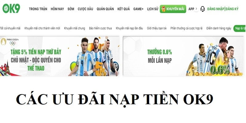 Ưu đãi nạp tiền OK9
