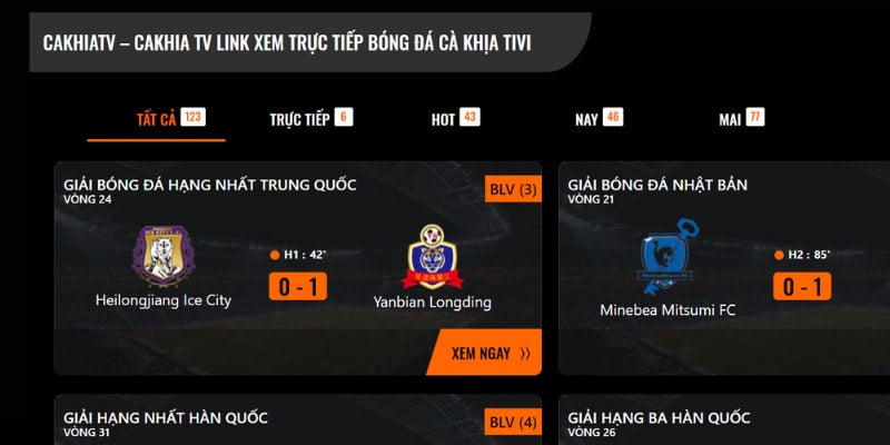 Cập Nhật Lịch Thi Đấu Cakhiatv 