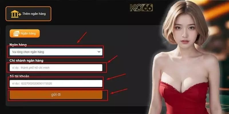 Rút tiền KO66 qua tài khoản ngân hàng