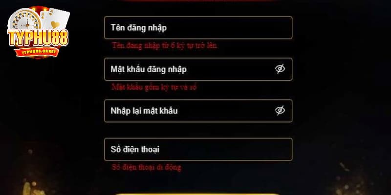 Hướng dẫn đăng ký Typhu88 cho tân thủ