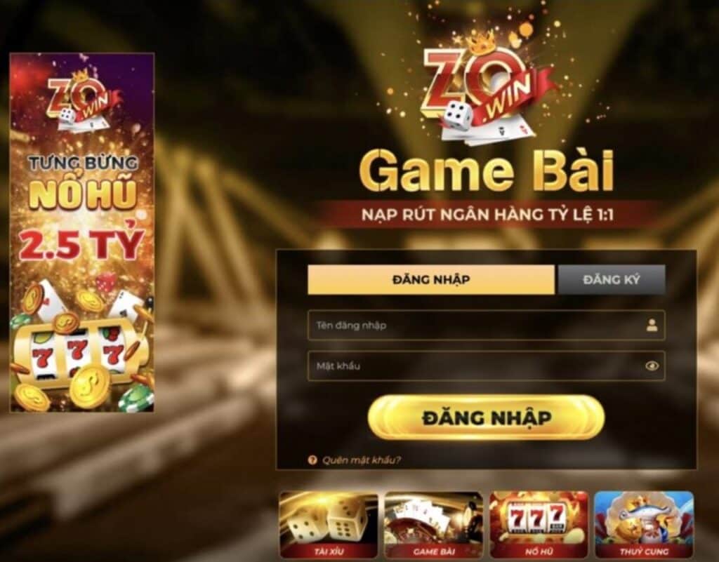 Chọn vào cổng link chính thức của Zowin