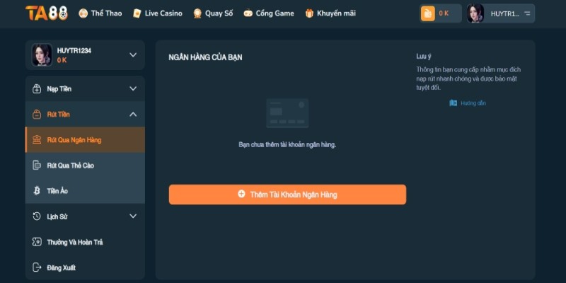 Cổng game cung cấp đa dạng phương thức rút tiền