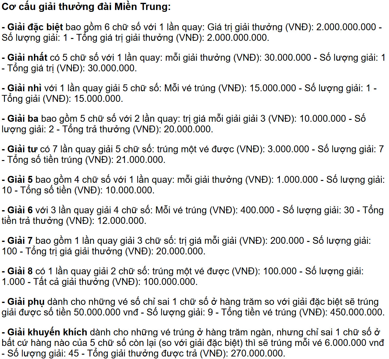 Quy định cần biết khi nhận thưởng xổ số miền Trung