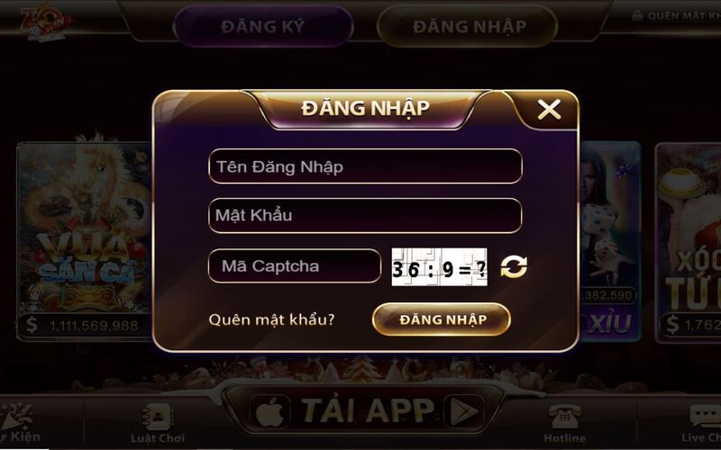 Nhập thông tin tài khoản mà mình đã đăng ký