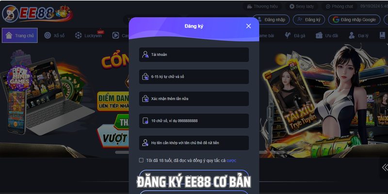 Cách đăng ký hồ sơ tại ee88 qua tài khoản Google
