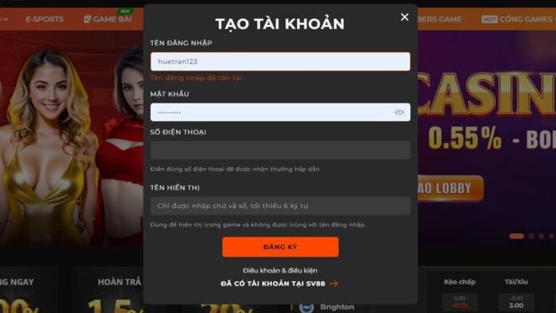 Điền đầy đủ và chính xác thông tin khi đăng ký tài khoản