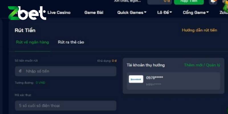 Rút tiền về tài khoản ngân hàng được đa số người chơi lựa chọn