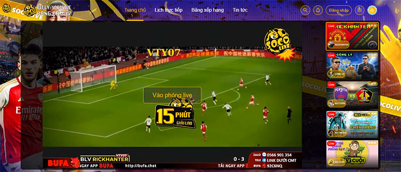 Giao diện của kênh Socolive rất dễ dùng