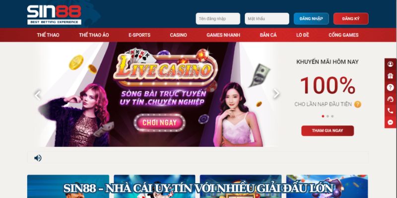 Top 10 Nhà Cái Uy Tín Nhất Trên Thị Trường Cá Cược 2025 4 SIN88 – Nhà cái uy tín với nhiều giải đấu lớn