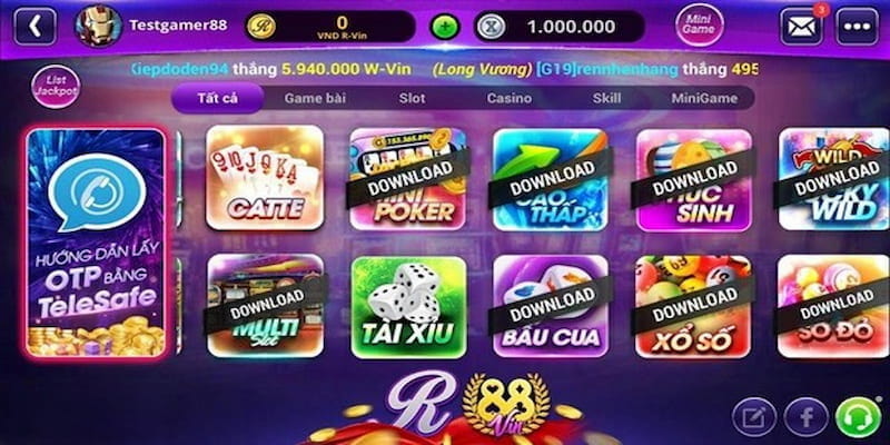 Kho game đồ sộ được nhiều người yêu thích của cổng game Rikvip