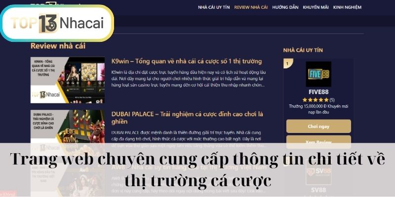 Top13nhacai.com chuyên cung cấp thông tin chi tiết về nhà cái uy tín
