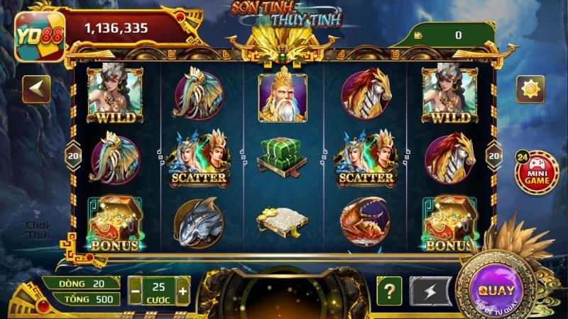 Game slot Sơn Tinh Thủy Tinh có giao diện 3D đẹp mắt, trực quan với nhiều tính năng