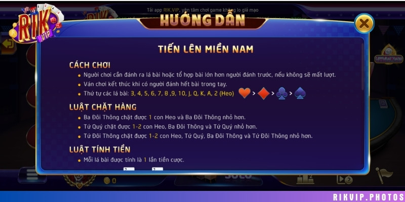 Luật chơi tương tự với tiến lên miền Bắc nhưng đơn giản hơn 